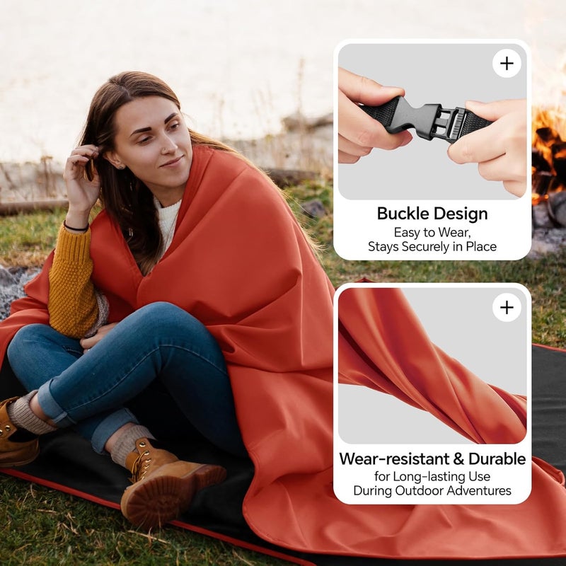 BEDELITE Large Waterproof Camping Blanket, Lightweight for Cold Weather, Foldable Fleece Stadium Blanket for Outdoor Sports, Windproof, Wearable, Machine Washable, 55" x 80",Red - Image 5